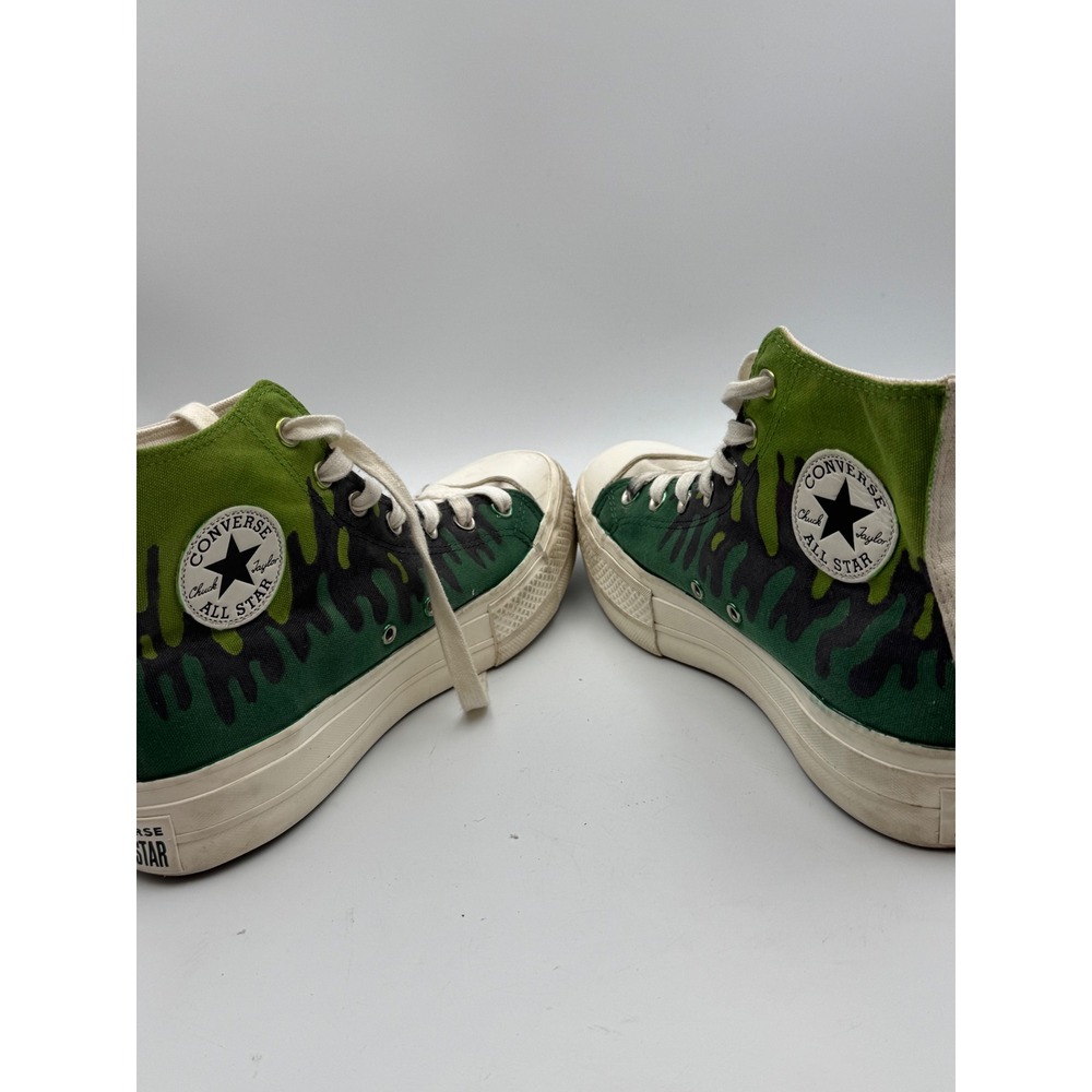 Converse Chuck Taylor All Star High Top Green Black‎ Slime Drip Graphic Sneakers - Picture 2 of 11